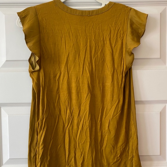 LOFT Mustard Ruffle Sleeve Blouse - Picture 3 of 3